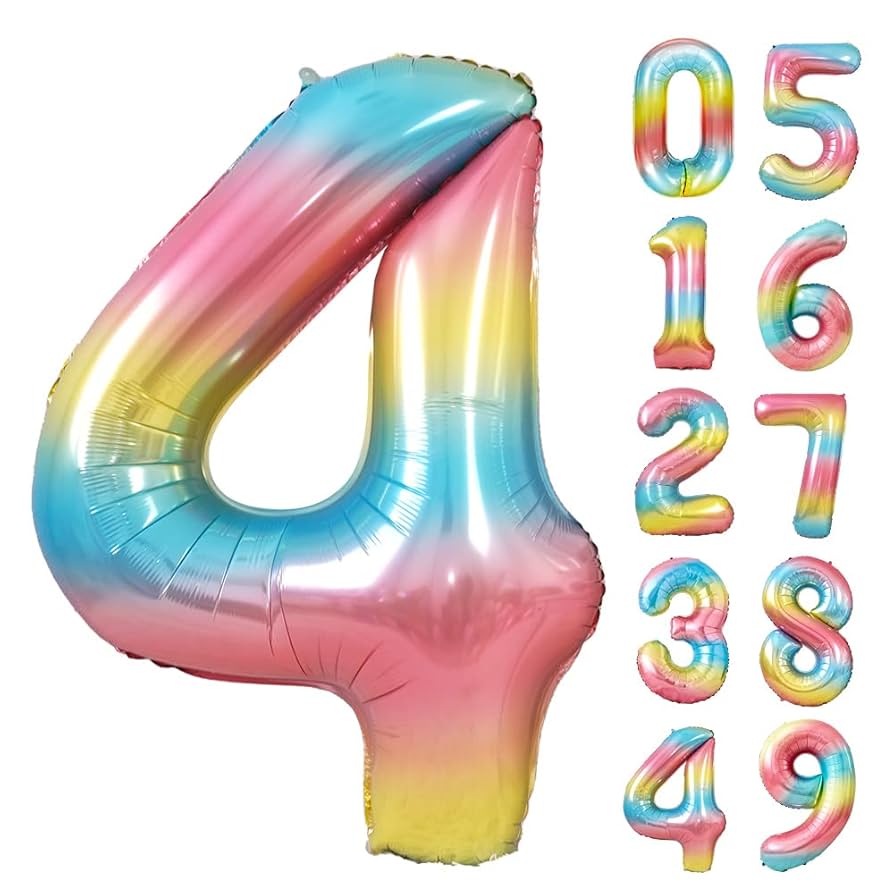 Amazon | regalo 数字 バルーン 90cm 数字4 ナンバー アルミ風船